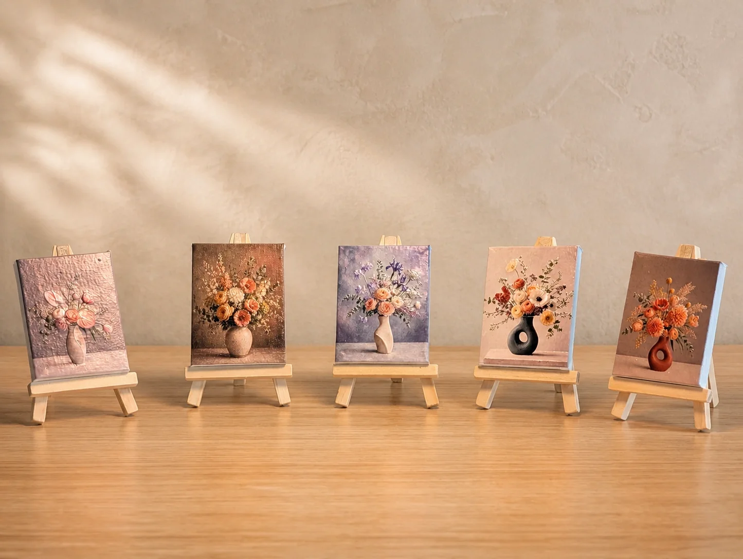 Mini tableaux floraux personnalisés fabriqués par Melted Polymers — impression UV sur bois